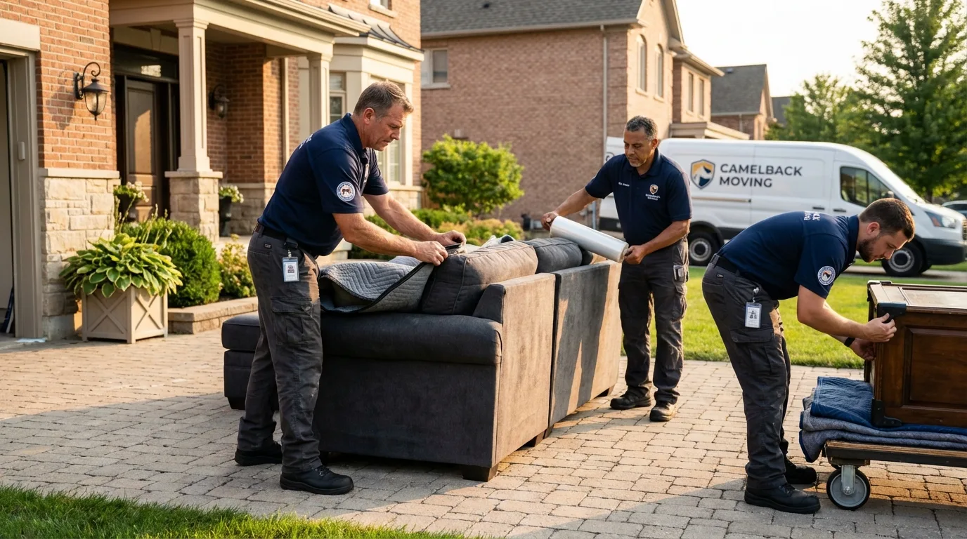 Large estate moving crew wrapping furniture in Drain, OR
